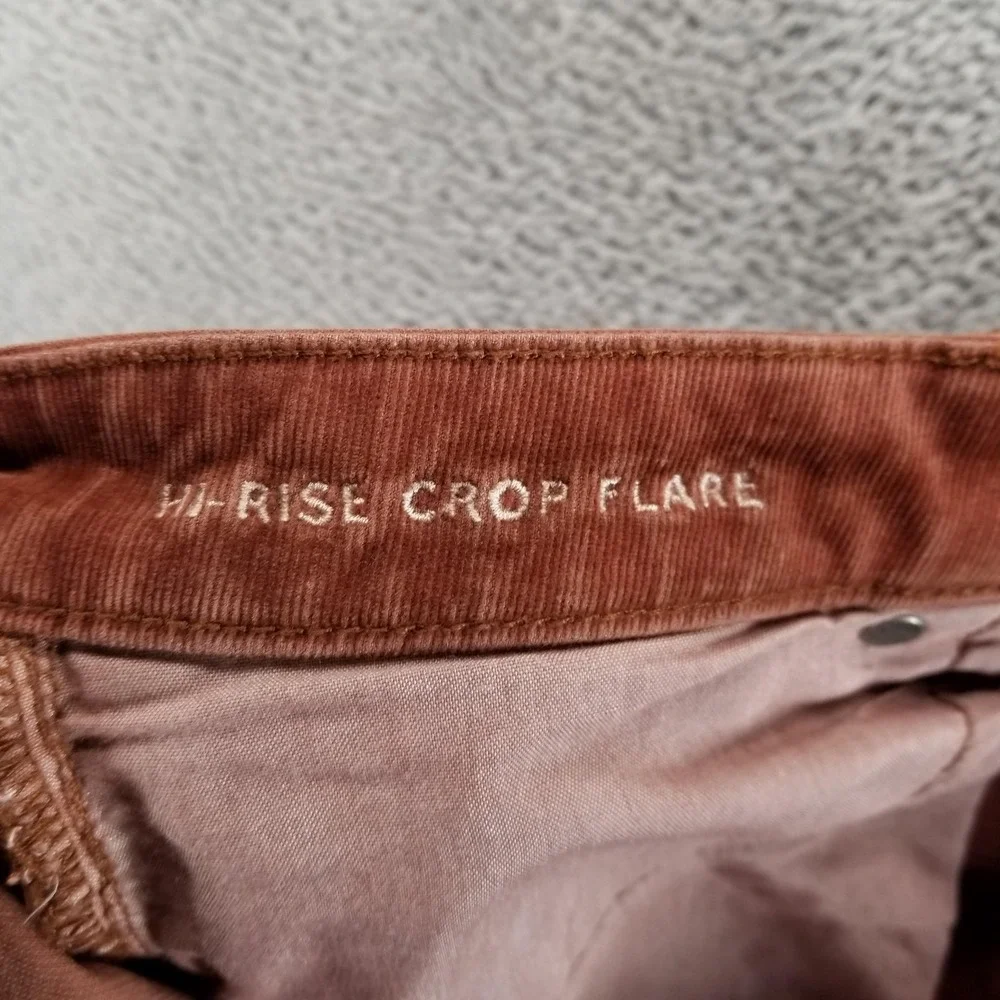 American Eagle Pants Womens 12‎ Tall Brown Crop Flare Corduroy Fringe Boho